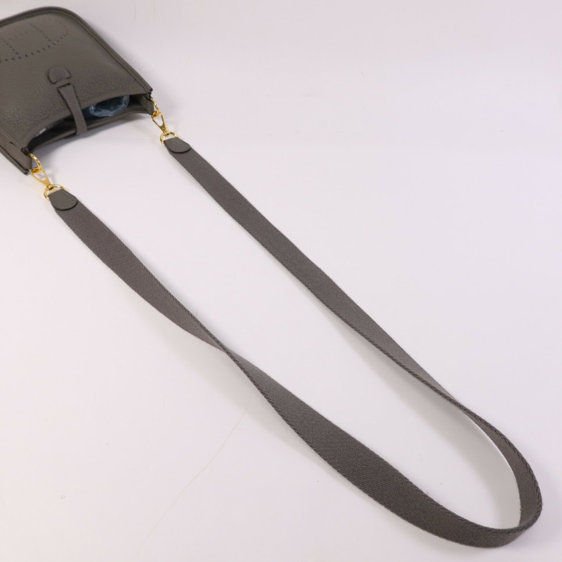 HERMES Clemence皮革Evelyne TPM金扣肩背袋Gris Meyer-8