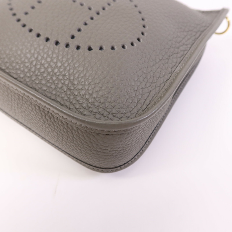 HERMES Clemence皮革Evelyne TPM金扣肩背袋Gris Meyer-10