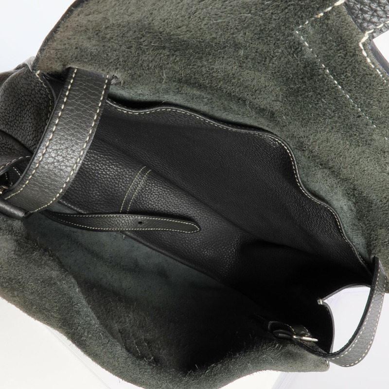 HERMES Clemence皮革Halzan 31銀扣手挽肩背兩用袋Graphite-4