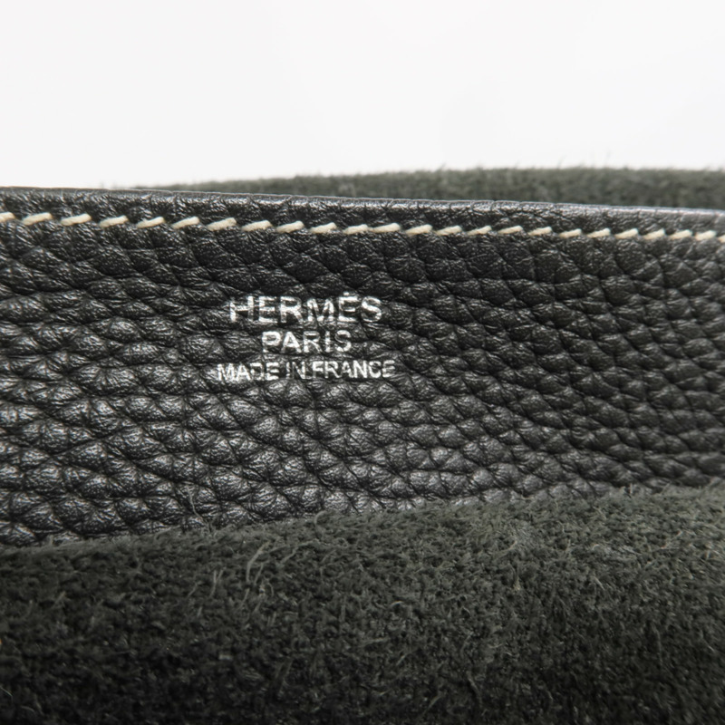 HERMES Clemence皮革Halzan 31銀扣手挽肩背兩用袋Graphite-5