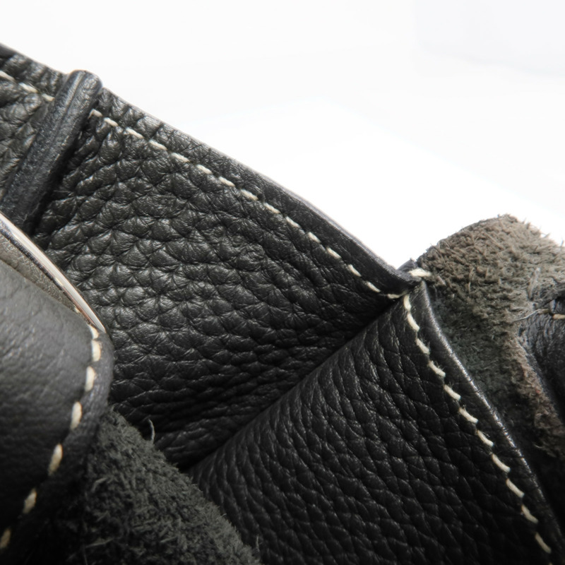 HERMES Clemence皮革Halzan 31銀扣手挽肩背兩用袋Graphite-6