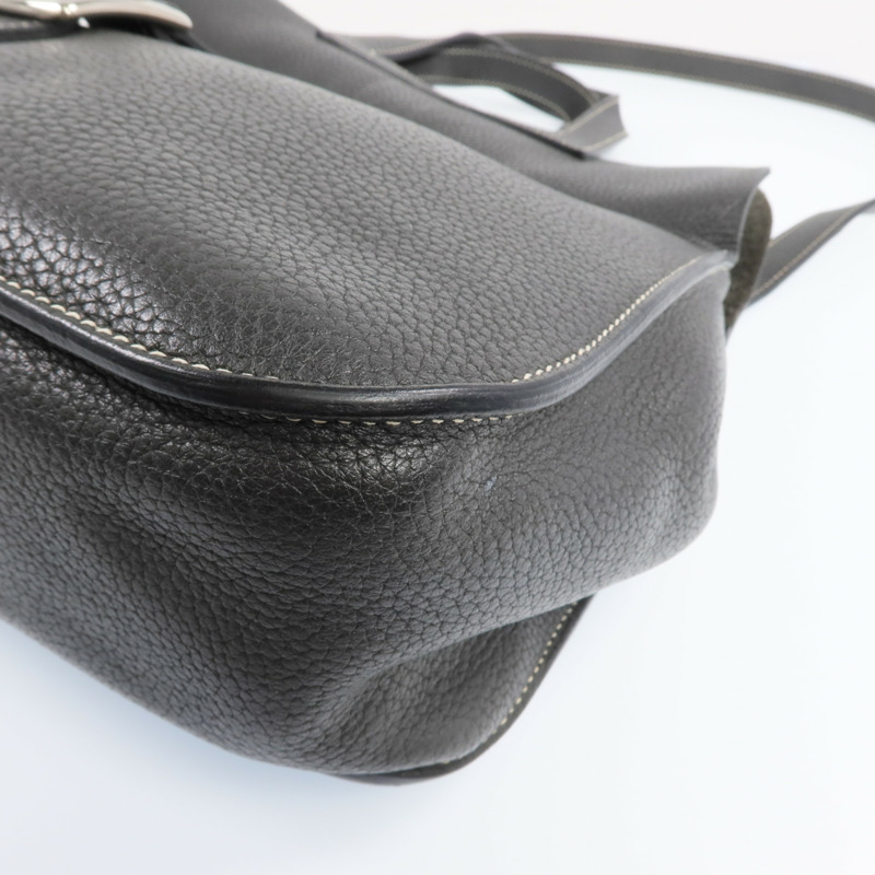 HERMES Clemence皮革Halzan 31銀扣手挽肩背兩用袋Graphite-9