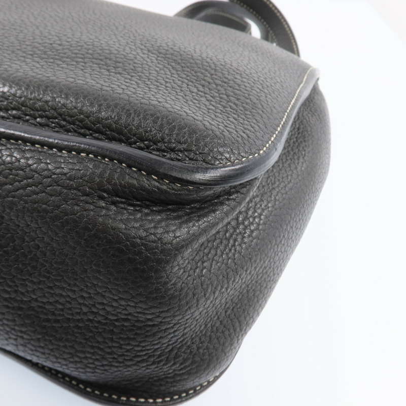 HERMES Clemence皮革Halzan 31銀扣手挽肩背兩用袋Graphite-11