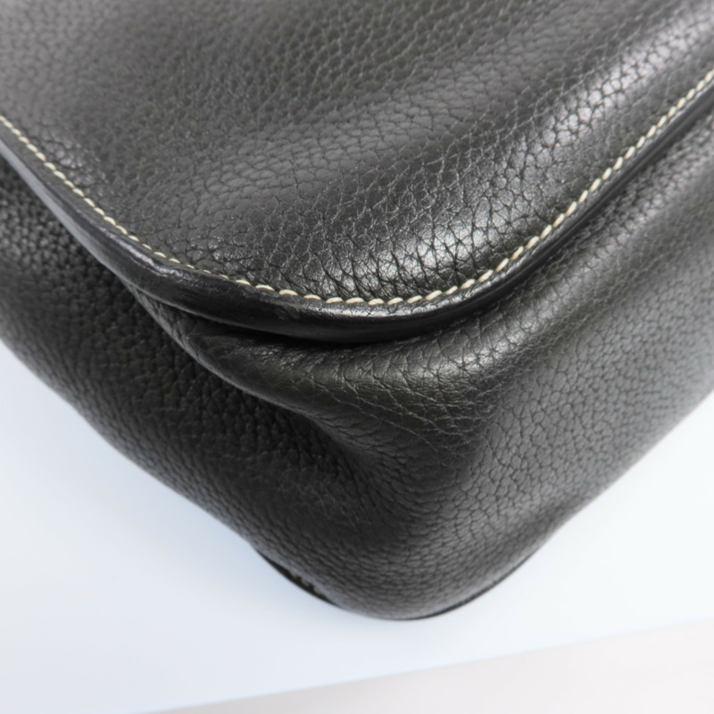 HERMES Clemence皮革Halzan 31銀扣手挽肩背兩用袋Graphite-12