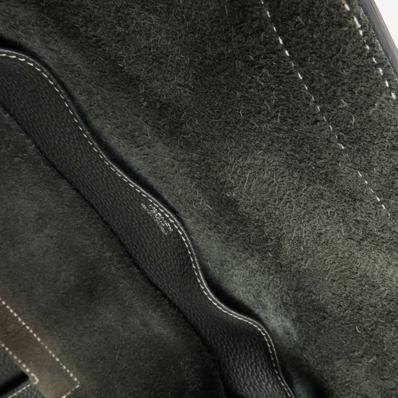 HERMES Clemence皮革Halzan 31銀扣手挽肩背兩用袋Graphite-14