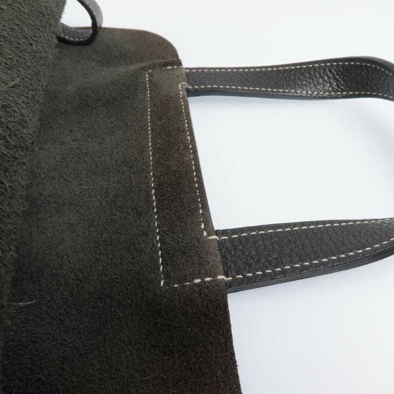 HERMES Clemence皮革Halzan 31銀扣手挽肩背兩用袋Graphite-16