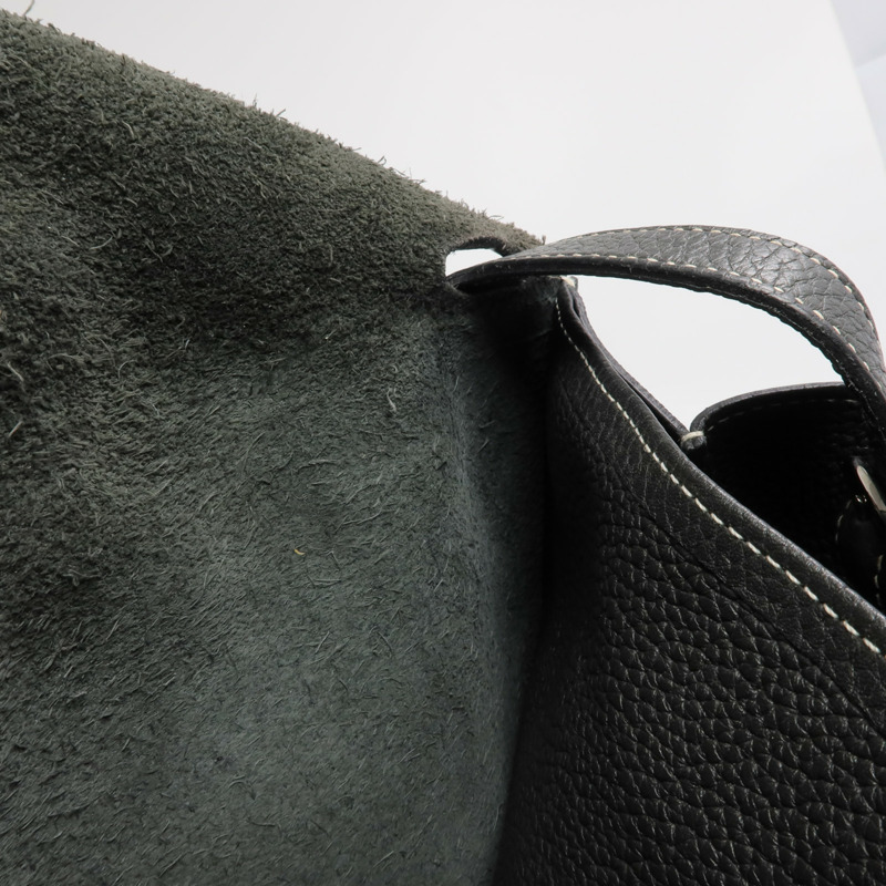 HERMES Clemence皮革Halzan 31銀扣手挽肩背兩用袋Graphite-17