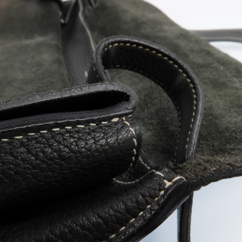 HERMES Clemence皮革Halzan 31銀扣手挽肩背兩用袋Graphite-18