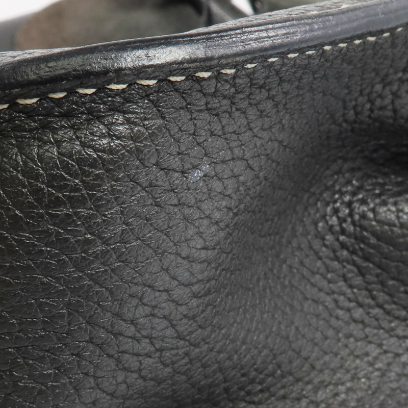 HERMES Clemence皮革Halzan 31銀扣手挽肩背兩用袋Graphite-20