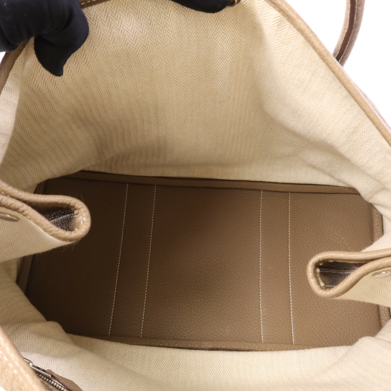 HERMES Clemence皮革Garden Party PM銀扣手挽袋-4