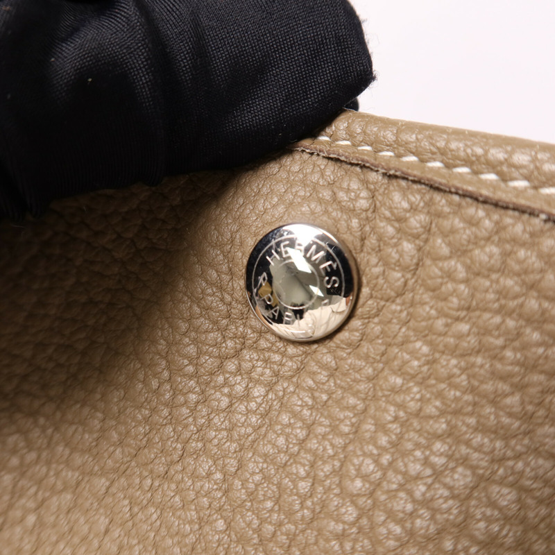 HERMES Clemence皮革Garden Party PM銀扣手挽袋-6