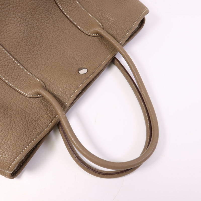 HERMES Clemence皮革Garden Party PM銀扣手挽袋-8