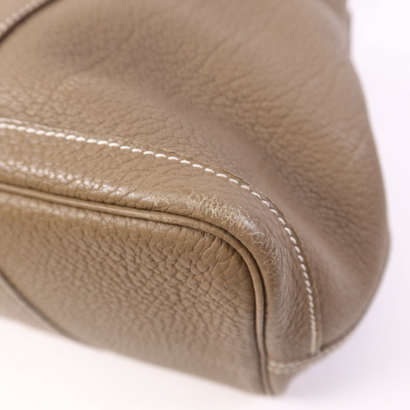 HERMES Clemence皮革Garden Party PM銀扣手挽袋-9