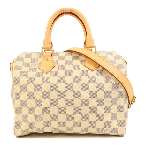 LOUIS VUITTON Damier Azur Speedy Bandouliere 25金扣手挽肩背兩用袋