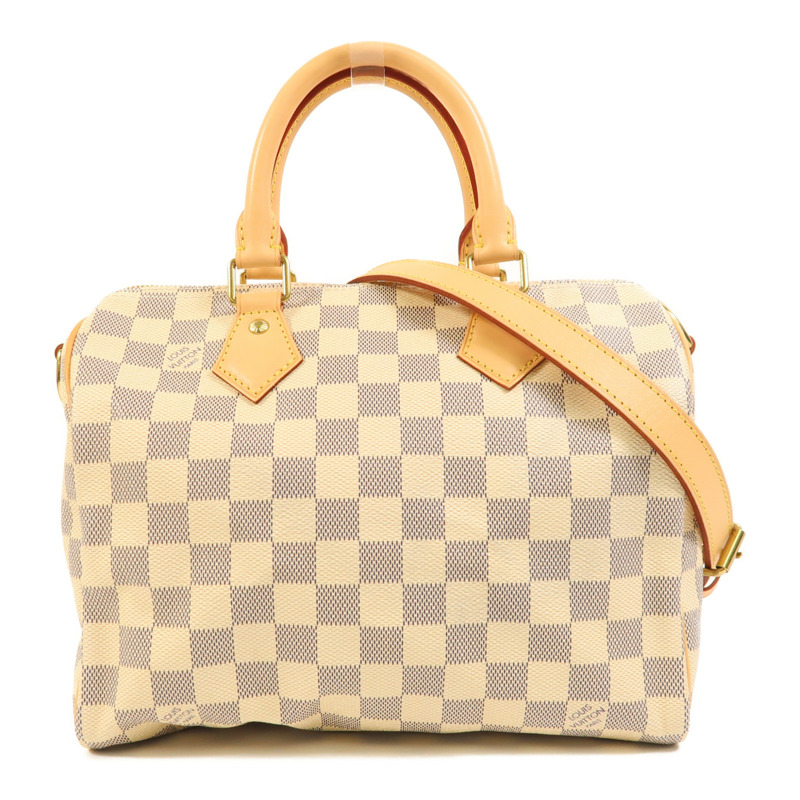 LOUIS VUITTON Damier Azur Speedy Bandouliere 25金扣手挽肩背兩用袋-0