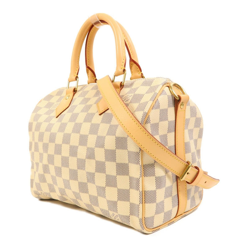 LOUIS VUITTON Damier Azur Speedy Bandouliere 25金扣手挽肩背兩用袋-2