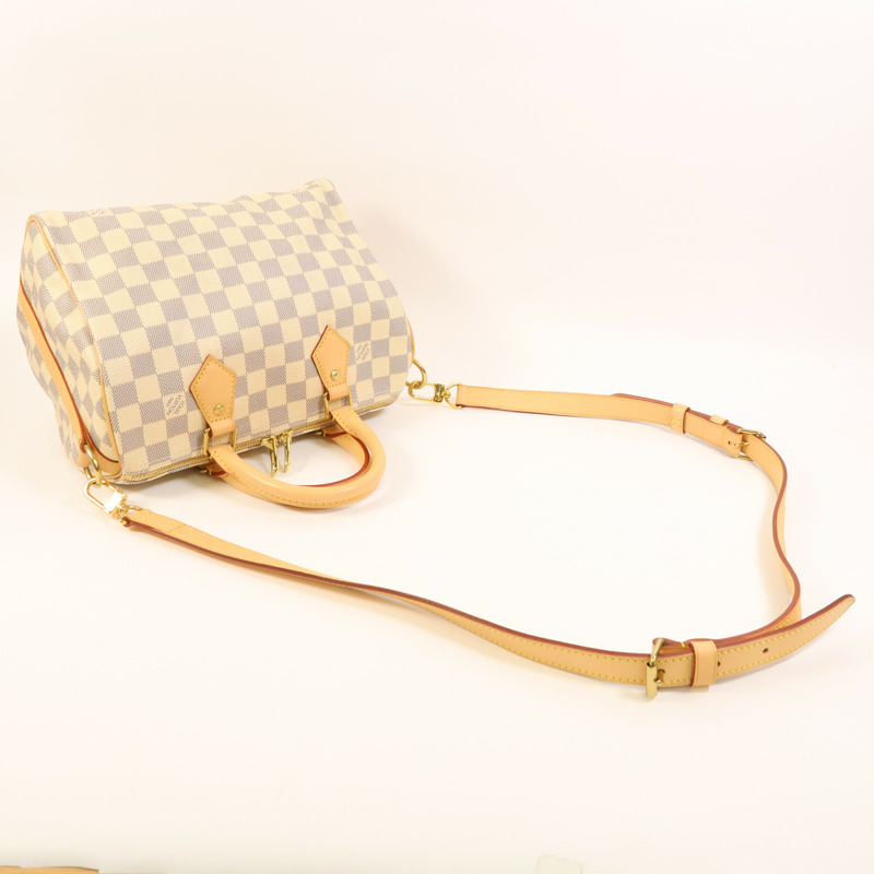 LOUIS VUITTON Damier Azur Speedy Bandouliere 25金扣手挽肩背兩用袋-7