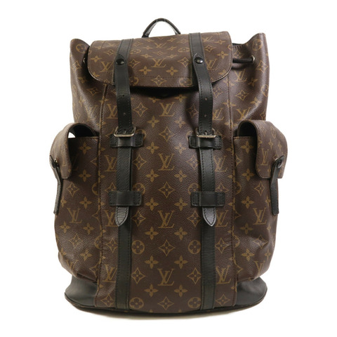LOUIS VUITTON Monogram Macassar Christopher MM銀扣背包
