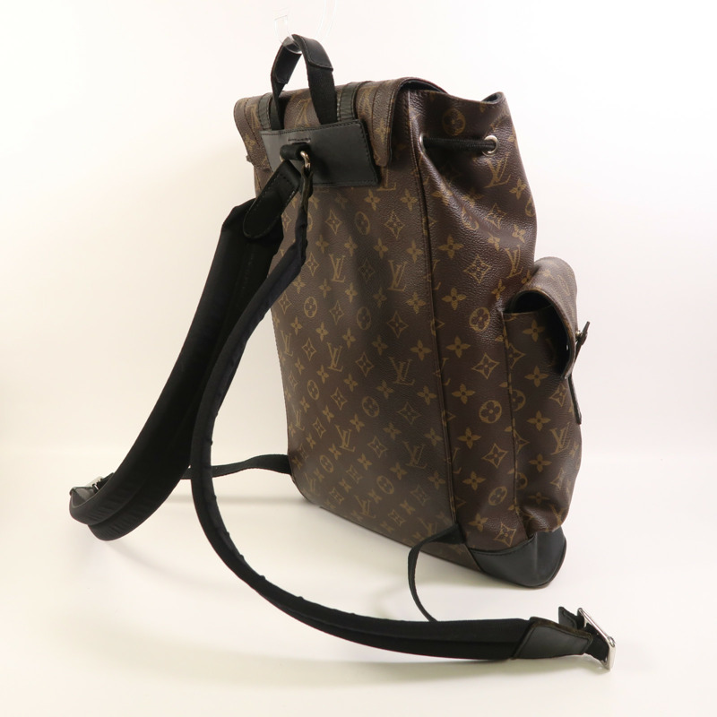 LOUIS VUITTON Monogram Macassar Christopher MM銀扣背包-7