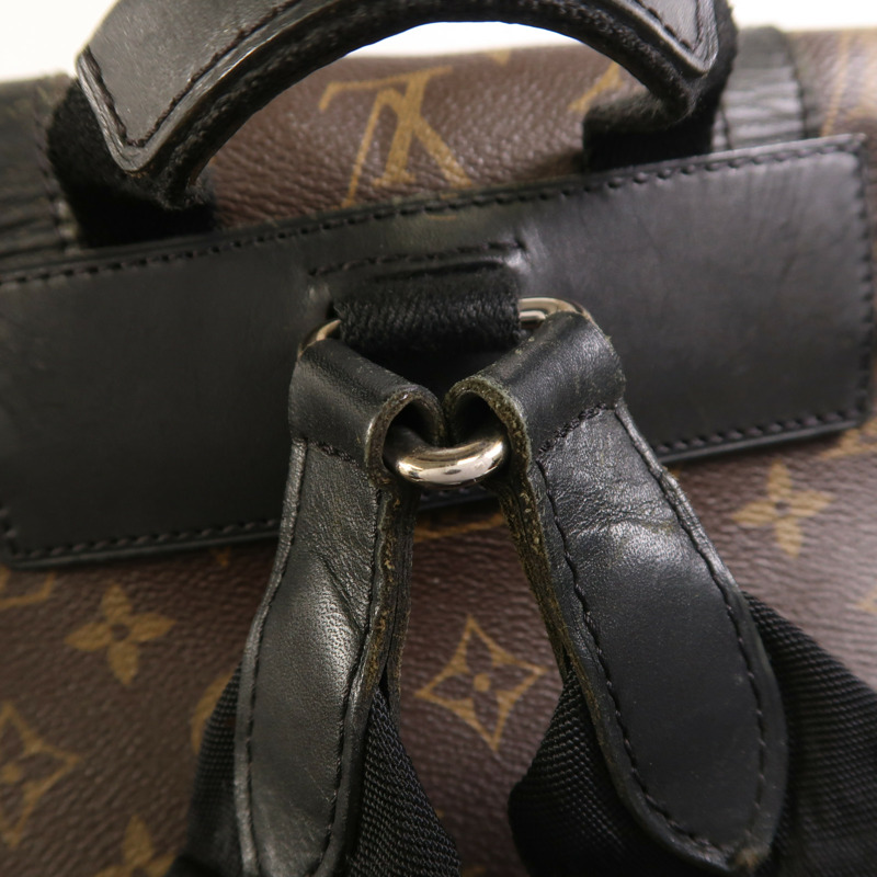 LOUIS VUITTON Monogram Macassar Christopher MM銀扣背包-12