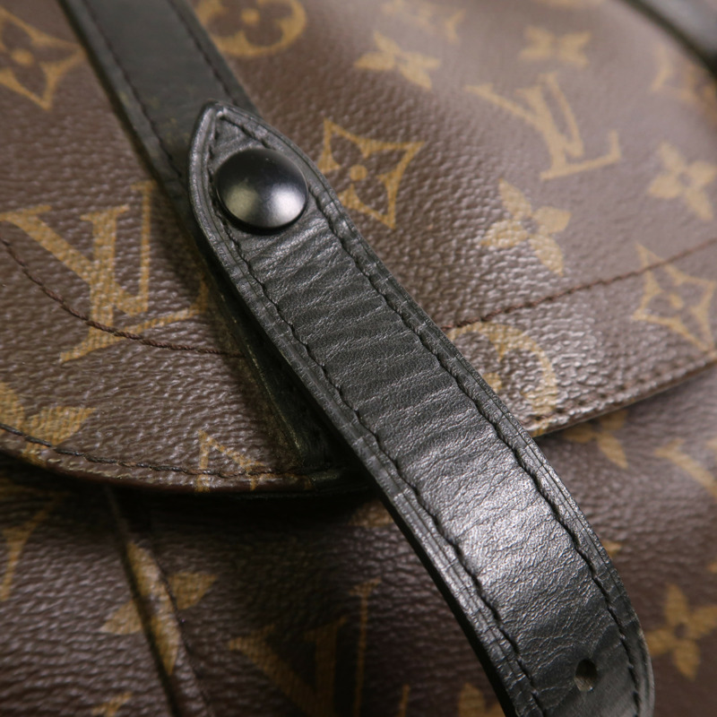 LOUIS VUITTON Monogram Macassar Christopher MM銀扣背包-16