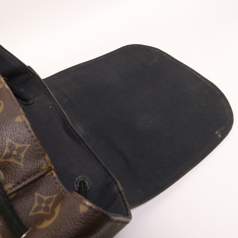 LOUIS VUITTON Monogram Macassar Christopher MM銀扣背包-17