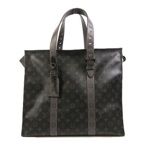 LOUIS VUITTON Monogram Eclipse New Cabas Zippe銀扣肩背袋