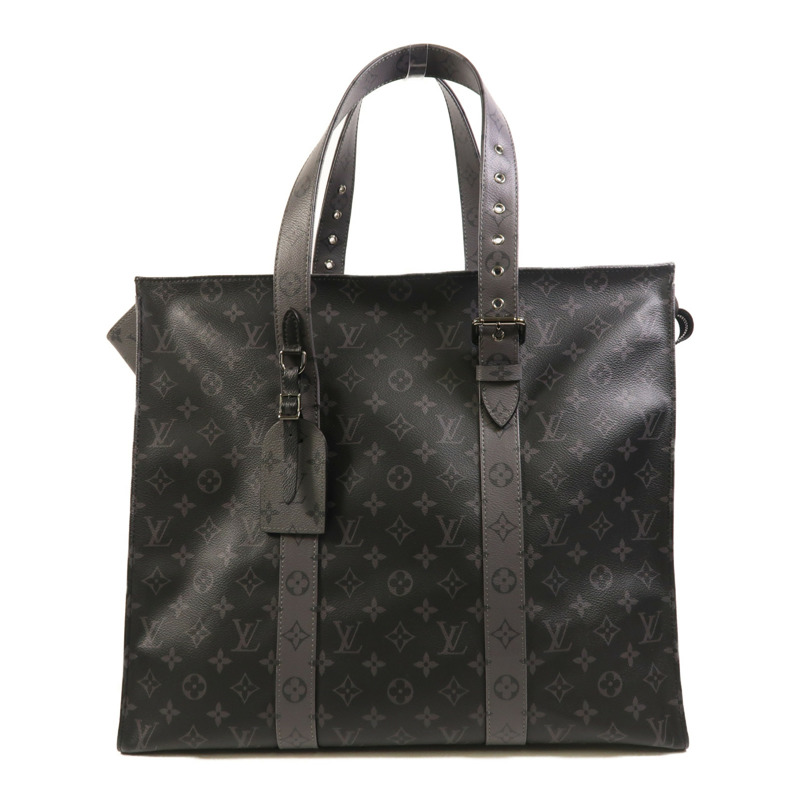 LOUIS VUITTON Monogram Eclipse New Cabas Zippe銀扣肩背袋-0