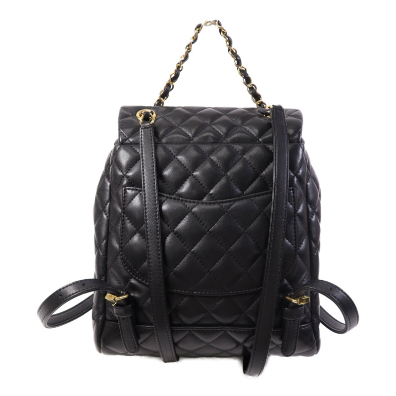 CHANEL 羊皮皮革Backpack金扣鏈帶背包-1