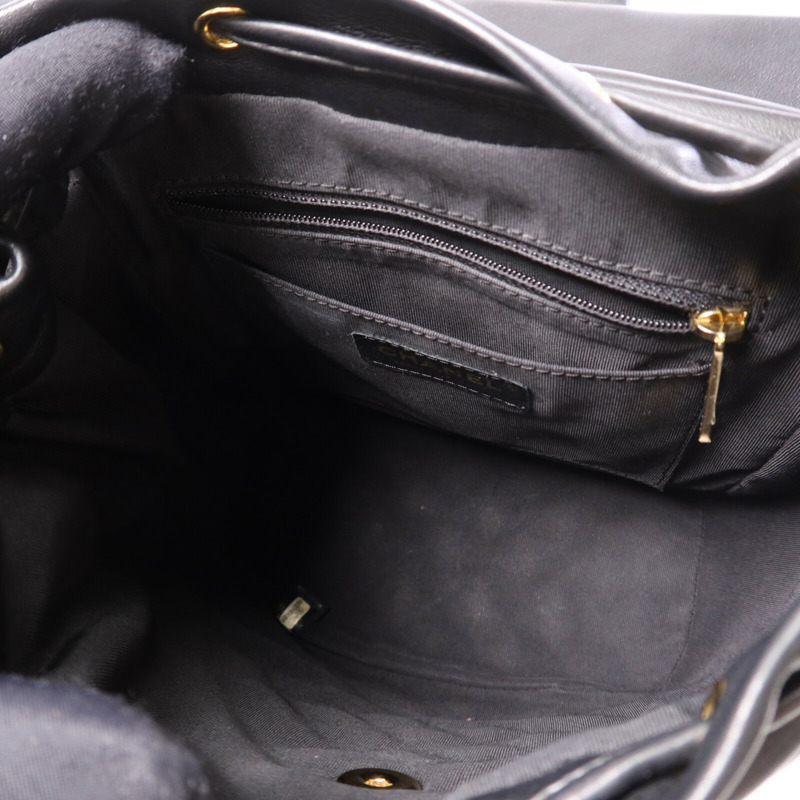 CHANEL 羊皮皮革Backpack金扣鏈帶背包-5