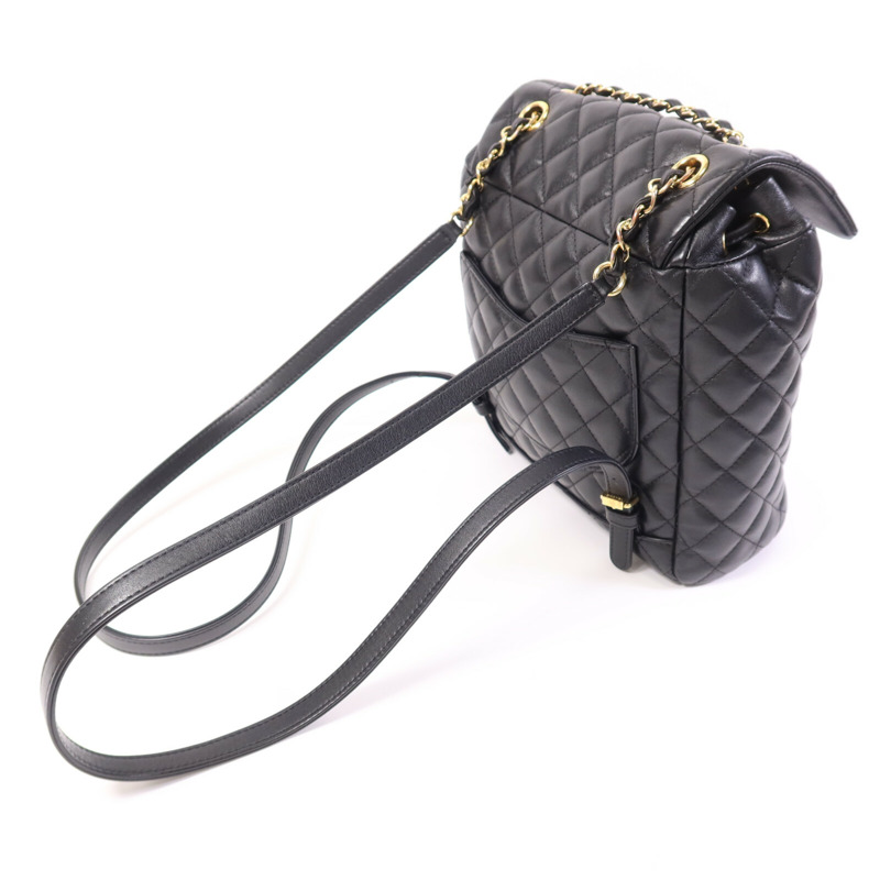 CHANEL 羊皮皮革Backpack金扣鏈帶背包-8
