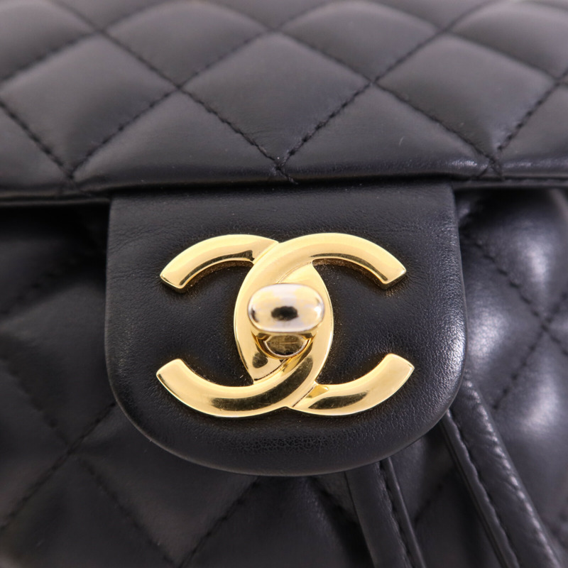 CHANEL 羊皮皮革Backpack金扣鏈帶背包-9