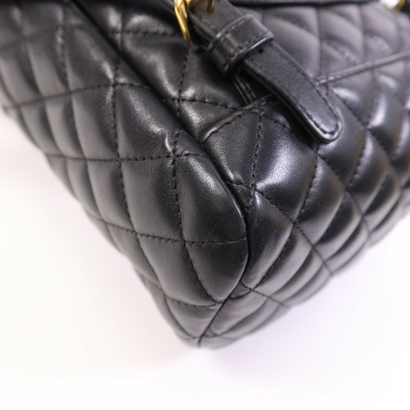 CHANEL 羊皮皮革Backpack金扣鏈帶背包-13