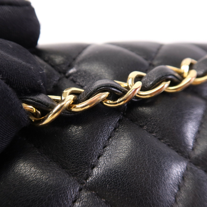 CHANEL 羊皮皮革Backpack金扣鏈帶背包-14