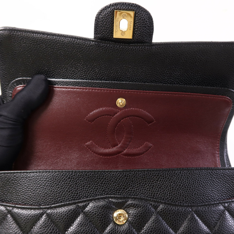 CHANEL 牛皮皮革Classic 25金扣鏈帶肩背袋-16