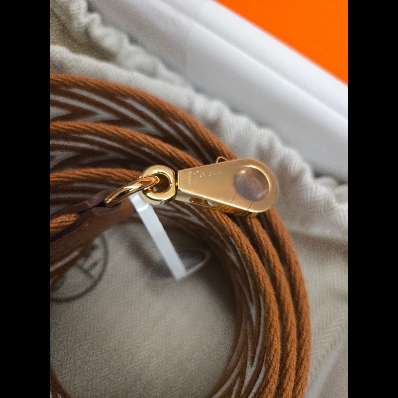 (全新品)愛馬仕50mm肩帶金棕金釦-2