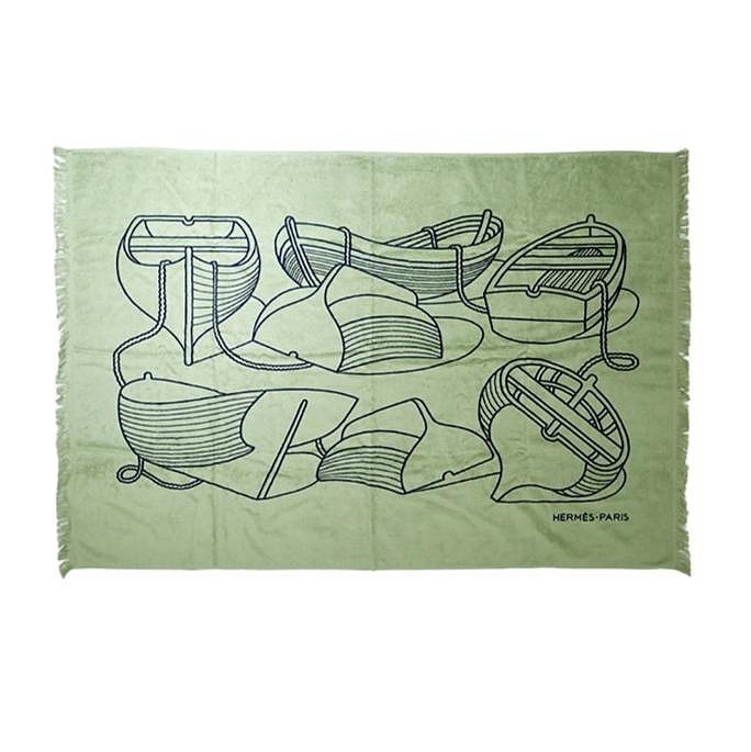 HERMES VIC 生日禮 Yachting Tatoo Thalassa 盧薈綠 大型沙灘巾-4