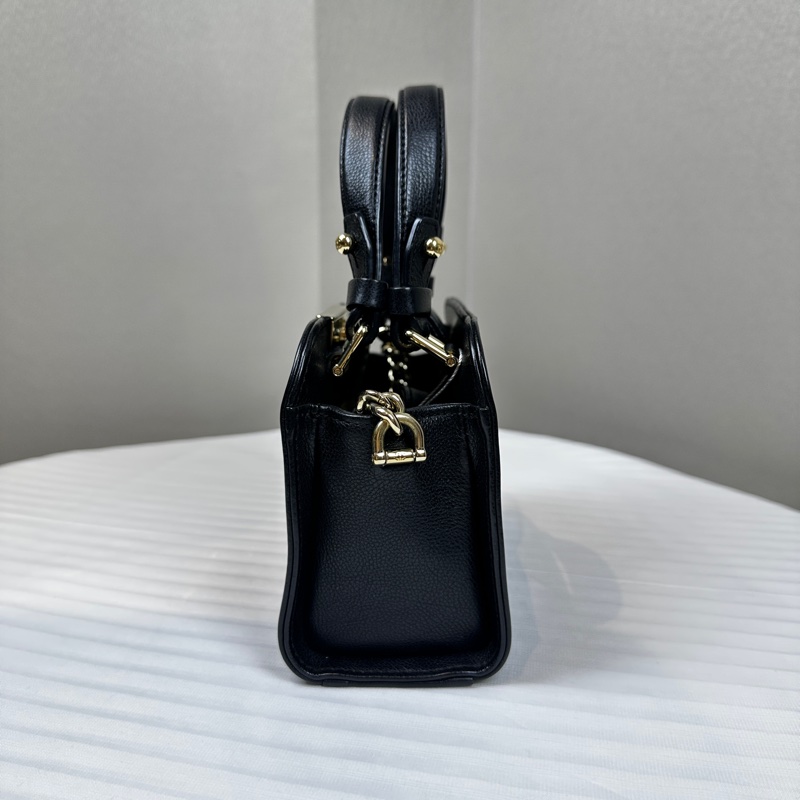 香奈兒/Chanel Mini Label Click 黑色金扣牛皮菱格紋手提斜背包18x8x12cm-2