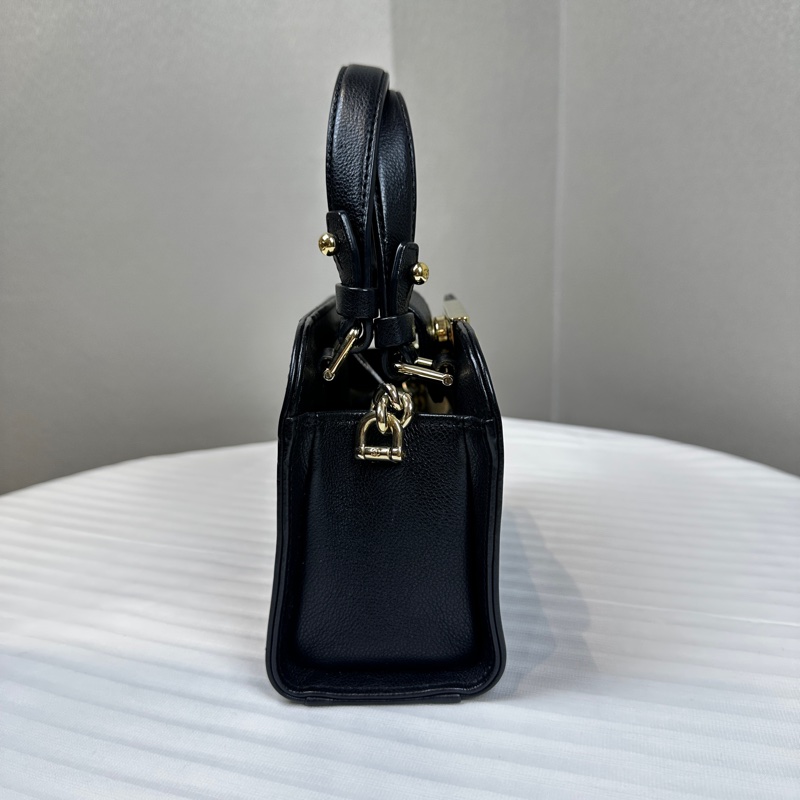 香奈兒/Chanel Mini Label Click 黑色金扣牛皮菱格紋手提斜背包18x8x12cm-3