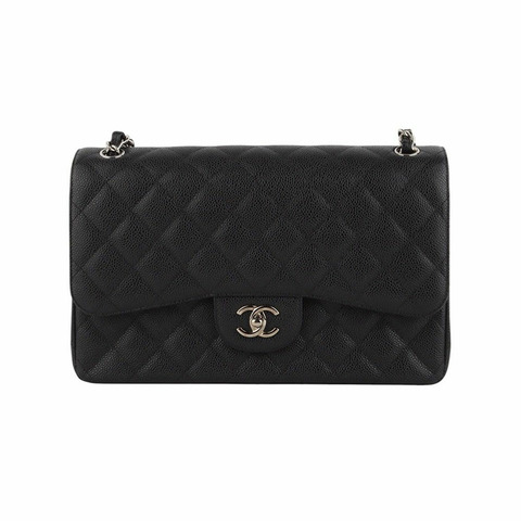 【包稅】CHANEL Caviar Classic 2.55 銀色大雙蓋包 A58600