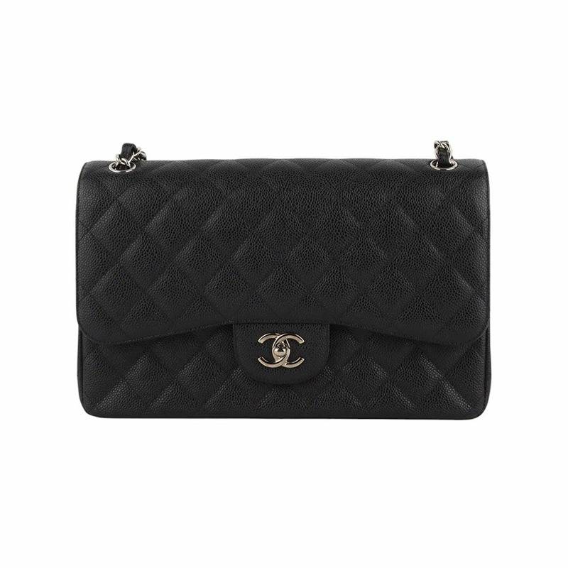【包稅】CHANEL Caviar Classic 2.55 銀色大雙蓋包 A58600-0