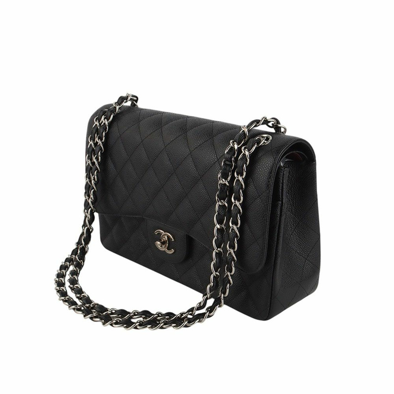 【包稅】CHANEL Caviar Classic 2.55 銀色大雙蓋包 A58600-1