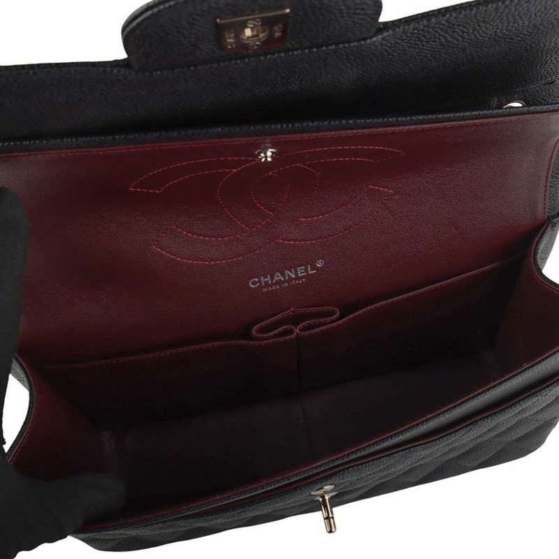 【包稅】CHANEL Caviar Classic 2.55 銀色大雙蓋包 A58600-6