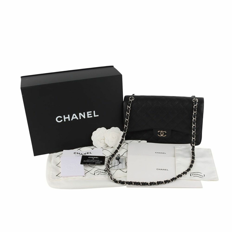【包稅】CHANEL Caviar Classic 2.55 銀色大雙蓋包 A58600-7