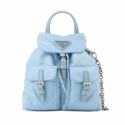 【包稅】PRADA 1BH029 尼龍迷你雙肩包鏈條斜背包