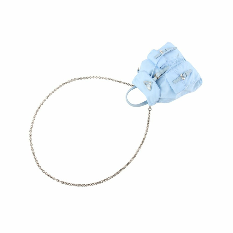 【包稅】PRADA 1BH029 尼龍迷你雙肩包鏈條斜背包-3