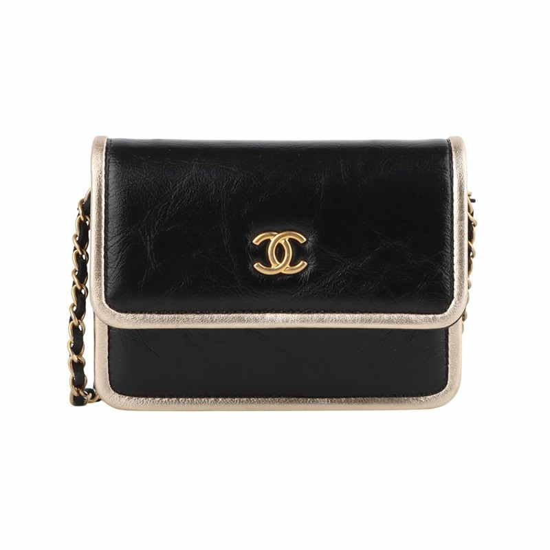 【包稅】CHANEL AP2767 金色邊框迷你鏈條皮夾斜背包（附收據）-0