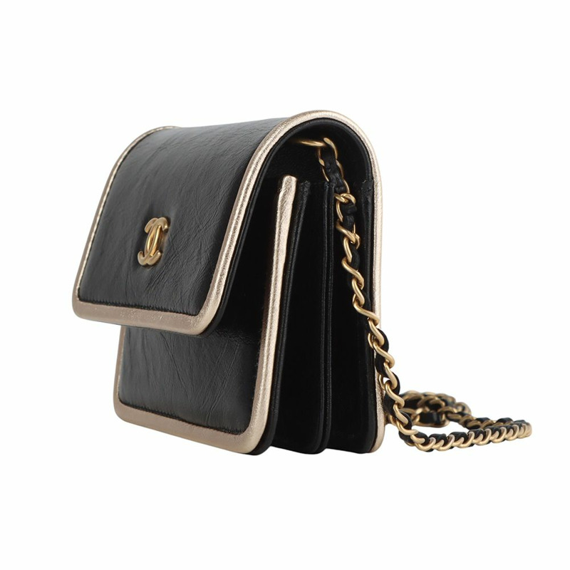 【包稅】CHANEL AP2767 金色邊框迷你鏈條皮夾斜背包（附收據）-1