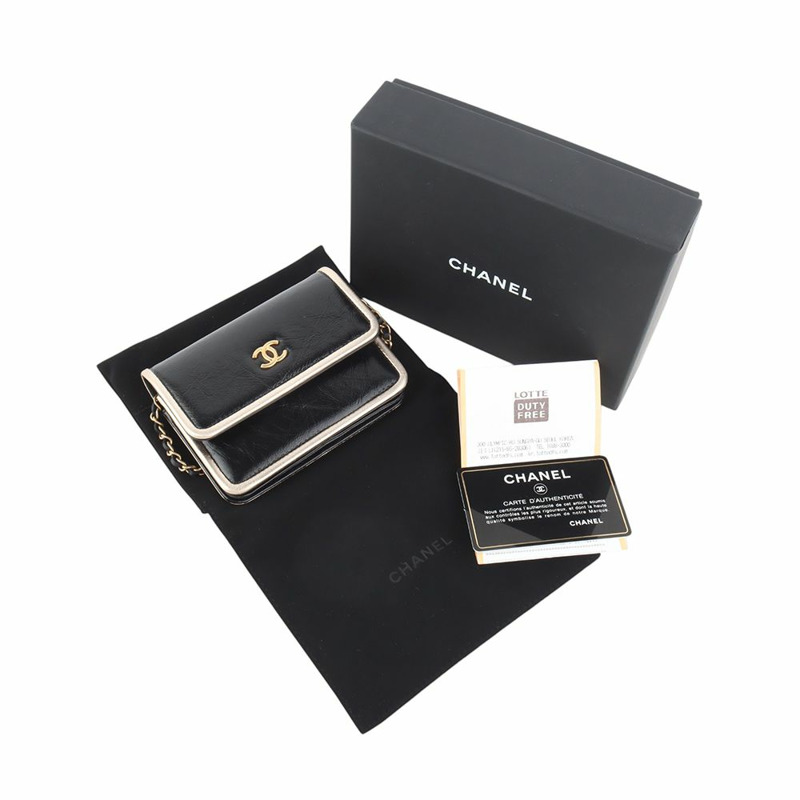 【包稅】CHANEL AP2767 金色邊框迷你鏈條皮夾斜背包（附收據）-7