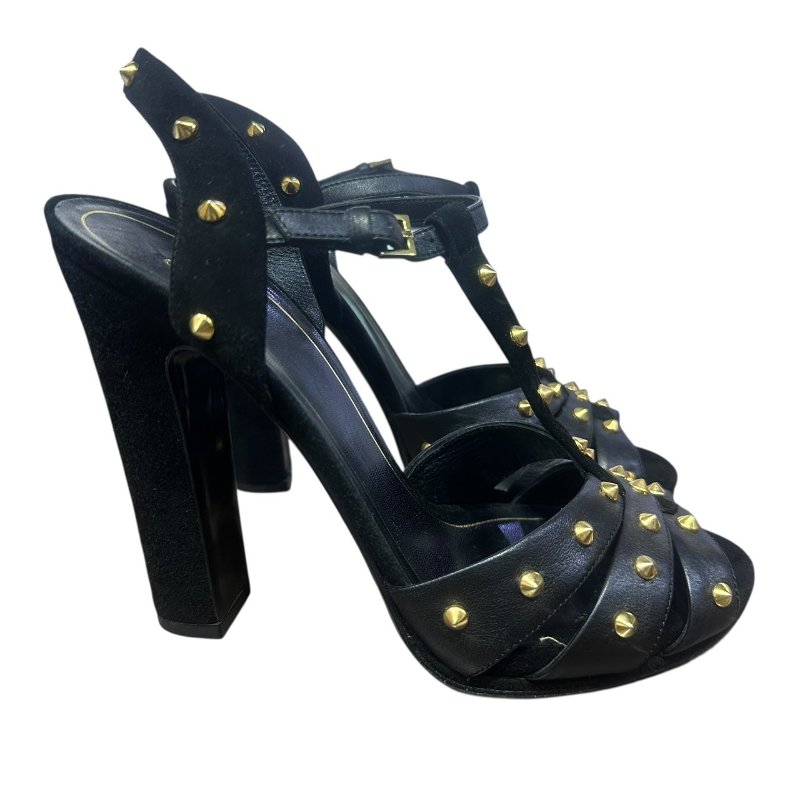 【美收精品】GUCCI黑色金釦高跟鞋 4-841-1